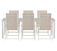 Lino set de jardin table 100x220 cm beige 6 chaises beige.