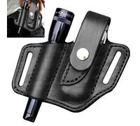 LINONI Étui tactique multifonction en cuir pour ceinture et lampe de poche Sac de rangement pour outils de camping en plein air Noir/marron
