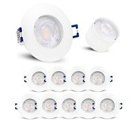 linovum ETAWA - lot de 10 spots encastrables extra plats blancs LED module 4W blanc chaud IP44 - spot led encastrable salle de bain 230V