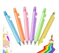 Linsition Surligneurs colorés Règle multifonction 5 en 1 avec stylos-bille | 6 Pièces Surligneurs Marqueurs pour Salle de Classe Université Lieu du Travail École Écriture Journaling Étude