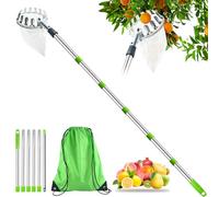 LINSOCLE Cueille Fruit Telescopique, Cueillette Cerise, Cueilleur de Fruits Amovible, 2.6m Ramasse Fruit de INOX Outils de Ramassage-portable, Stable et Efficace