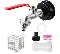 LINSOCLE Robinet d'écoulement IBC 3/4" pour réservoir d'eau de 1000 l - Accessoire de robinet IBC - Adaptateur S60 x 6 avec rallonge de bec - Compatible avec les conteneurs IBC et le réservoir d'eau