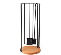 Linxor - Ensemble serviteur de cheminée et accessoires, pince, tisonnier, balai, pelle - 4 pièces - Noir