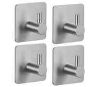 Linxor - Lot de 2, 4 ou 6 crochets de fixation muraux adhésifs, cuisine, salle de bains - Acier inoxydable - Plusieurs coloris