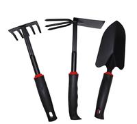 Linxor - Lot de 3 Outils de Jardinage à Main en Acier Inoxydable - Noir