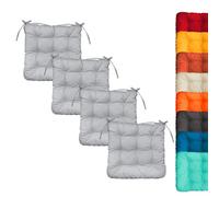 Linxor - Lot de 4 galettes, Coussins carrés capitonnés pour Chaise - Plusieurs Coloris