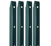 Linxor - Lot de 4 piquets de fixation en T pour grillage, clôture de jardin, Acier plastifié - 2.25 m - Vert