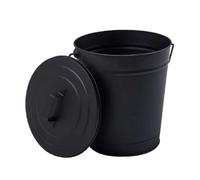 Linxor Seau à cendres 12 L en métal avec couvercle - Noir