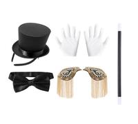 Linyuir Jeu Magicien Halloween 45 Pièces Tête Magicien Chapeau Bandeau Pour Le Front Bâton Magique Gants Mouche Touffe Épaules Pour Adultes Fête Costumée Carnaval Fastnacht