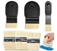 Linzerry Lot De 6 Pinceaux Plats Professionnels Pinceaux Peinture Acrylique avec Manche en Pinceau Large Bois Lasure Pinceau Plat Peinture pour Peinture sur Toile