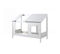 Vipack Baumhaus Lit 90 x 200 cm surface de couchage toit ouvert blanc laqué blanc