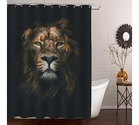 Lion Ensemble de Rideaux de Douche avec Crochets Puissant Majestueux Tête de Roi Lion Accessoires de Salle de Bains sur le thème de la Faune Décor de Chambre d'Animal 120x200cm(47.24x78.74in)