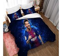 Lionel Messi Ensemble De Literie Housse De Couette, Ensemble De Literie Amateur Microfibre Couette Et Taies d'oreiller Imprimées (140 x 200 cm,Style 07)