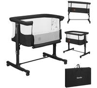 Lionelo Aurora 3in1 - Lit d'appoint, berceau, lit autonome avec matelas, avec couffin, hauteur réglable en continu - jusqu'à 9 kg - Gris graphite