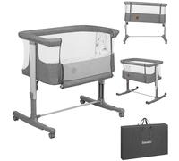 Lionelo Aurora 3in1 - lit d'enfant, berceau, lit autonome - avec matelas, avec nacelle, hauteur réglable en continu - jusqu'à 9 kg - gris