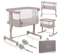 Lionelo Aurora 3in1 - Lit d'appoint, berceau, lit autonome - avec matelas, avec couffin, hauteur réglable en continu-jusqu'à 9 kg-Cappucino