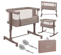 Lionelo Aurora 3in1 - Lit d'appoint, berceau, lit autonome pour bébé - avec matelas, avec couffin, hauteur réglable en continu - jusqu'à 9 kg - Beige