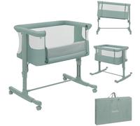 Lionelo Aurora 3in1 - Lit d'appoint, berceau, lit autonome pour bébé - avec matelas, avec couffin, hauteur réglable en continu - Jusqu'à 9 kg - Vert