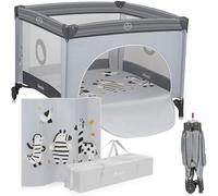 Lionelo BONNIE Parc Bébé (100x100 cm) jusqu'à 15 kg, Pliage Rapide | De la Naissance à 36 Mois, Filets Latéraux Aérés, Roues Freinées, Sac de Transport, Accès Latéral Zippé,
