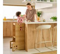 Lionelo Cass 2in1 aide à la cuisine et étagère à livres pour enfants, Active l'enfant et favorise son développement, concept Montessori, 3 hauteurs de plateforme - Natural