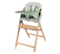 LIONELO Megan Chaise haute en bois, évolutive de 6 mois à 110 kg, repose-pieds réglable, harnais 5 points, coussin d'assise, facile à nettoyer - Vert