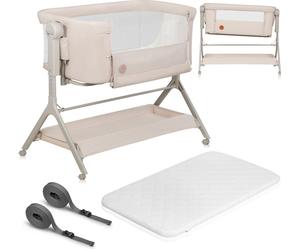 Lionelo Cot Leonie Plus, co-sleeping 3 en 1 jusqu'à 9 kg, hauteur réglable - beige