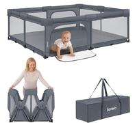 Parc Lionelo Florence XL Easy Fold, pliable sans montage, aire de jeu XXL, 2 entrées à fermeture éclair, côtés en filet, sac de transport inclus, gris