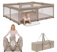 Lionelo Florence XL Easy Fold Parc pour Bébé, 180 x 200 cm, sans Montage | Pliable, 2 Entrées Latérales avec Fermeture Éclair, Filet Respirant, Bords Souples, Sac de Transport