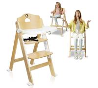 Lionelo Floris Chaise haute en bois pour enfants - Blanc Naturel