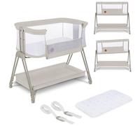 lionelo Luna Berceau de Chevet 2 en 1 pour bébés de la Naissance à 9 kg avec Hauteur et Inclinaison réglables, 4 Roues verrouillables, Matelas et Housse en Maille Respirante Lavable
