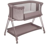 Lit d'appoint Lionelo Luna avec matelas, lit de voyage, réglable en hauteur et en inclinaison, 4 roulettes avec freins, fixation au lit parental, jusqu'à 9 kg, beige taupe