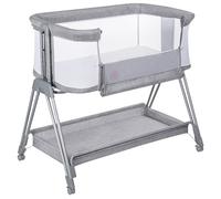 Lionelo LUNA Lit Bebe Indépendant, Jusqu’à 9kg Fixation au Lit des Parents | Du Nouveau-Né à 9 kg, Cododo avec Matelas, Co-Sleeping, Hauteur et Inclinaison Réglables, 4 Roues avec Blocage, Aéré