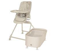 Ensemble 3 en 1 Lionelo : chaise haute, transat et lit bébé Maddie, 0 à 36 mois, pivotant à 360° avec roulettes - Beige