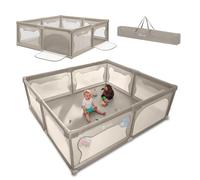 Lionelo WILLOW XL Parc Bébé 187x207 cm, 2 Entrées Latérales Zippées, | 0-48 Mois, Pliable, Grand Espace de 187 cm x 207 cm x 68 cm, Barrière Parc Bébé en Maille Respirante, Sac de Transport