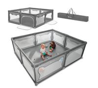 Lionelo WILLOW XL Parc Bébé 187x207 cm, 2 Entrées Latérales Zippées, | 0-48 Mois, Pliable, Grand Espace de 187 cm x 207 cm x 68 cm, Barrière Parc Bébé en Maille Respirante, Sac de Transport