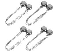LIOOBO 4pcs Clip magnétique pour ourlet de pantalon avec chaîne, pince de fixation sans couture, fermeture magnétique en alliage noir, lot de 4 pour pantalons trop longs