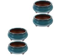 LIOOBO 4pièces Pots Céramique Chinoise avec Trou De Drainage pour Plantes Pot Glacé Décoratif pour Intérieur Et Extérieur