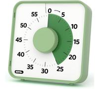 LIORQUE Minuteur Mécanique Visuel Géant 15×15cm, 60 Minutes Timer Classe | Sans Batterie, Avec Aimant, Alarme Forte de 3 Secondes, Convient Pour la Cuisine ureau/Sport/Enfants, Vert