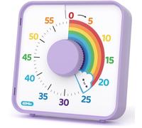 LIORQUE Minuteur Mécanique Visuel Géant 15×15cm, 60 Minutes Timer Classe | Sans Batterie, Avec Aimant, Alarme Forte de 3 Secondes, Convient Pour la Cuisine ureau/Sport/Enfants, Violet