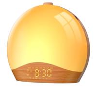 LIORQUE Radio Réveil Lumineux avec Eveil Lumière, Reveil Simulateur d'Aube sur Lampe de Chevet LED, Fonction Bluetooth, 20 Niveaux de Luminosité, 22 Sons, 2 Alarmes, Mode W nd