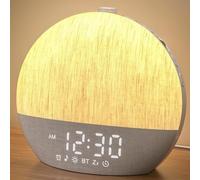 LIORQUE Réveil Lumineux Simulateur d'Aube, Reveil Simulateur d'Aube sur Lampe de Chevet, 17 Modes d'éclairage, 30 Sons apaisants, Mode Sommeil, Connexion Bluetooth, avec Alarme et Fonction Snooze