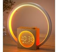 LIORQUE Réveil Simulateur d'Aube avec Lumière, 30 Sons, Alarme Snooze | Simulation 60min, Lampe Nuit Multicolore, Arrêt Automatique 480min, 32 Niveaux Volume, Écran Réglable, Adaptateur Inclus