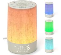 LIORQUE Reveil Simulateur d'Aube, Réveil Lumineux avec 30 Sons Apaisants, Bruit Blanc, 10 Niveaux de Luminosité, 8 Veilleuses et Minuteur de Sommeil - Design en Tissu, Idéal Adultes et Enfants