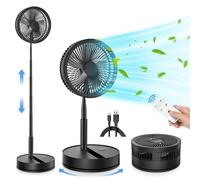 LIPETY - Ventilateur portable pliable oscillant - 21,8 cm - Batterie 8000mAh rechargeable par USB C - Petit ventilateur de table avec télécommande - Ventilateur de bureau silencieux pour la maison, la
