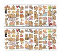 Lipfer 20 Pièces Drôle Capybara Tatouages temporaires sur Le Thème des Animaux Décorations De Fête d'anniversaire Faveurs Fournitures Mignon Marron Capy Souris Tatouage Autocollants Cadeaux
