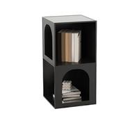 LiQENT-149 Étagère Livres Bibliothèque Verticale créative de Luxe légère en Fer, Support de Rangement d'angle de Salon à Deux étages Bibliothèque(Noir)