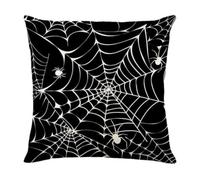 LIQKK Housse Coussin 40x40 Toile D'Araignée Noire Taie Oreiller Lin Carré avec Fermeture Invisible Coussin Canape Double Face à Motif Coussins Décoratifs Lavable en Machine