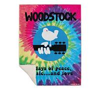 Liquid Blue Men's Woodstock Peace and Love Spiral Tie Dye Warm Throw Blanket, Multi, 50" X 60"