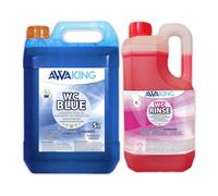 Liquide de toilette chimique pour caravane - Bleu - 5 L + rinçage 2 L - Additif liquide pour camping-car - Eau noire + gobelet concentré - Réservoir de toilettes - Réservoir de déchets pour