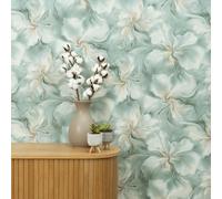 Liquide Floral Vinyle Papier Peint Erismann 10514-18 Aurora Marbré Mural Bleu